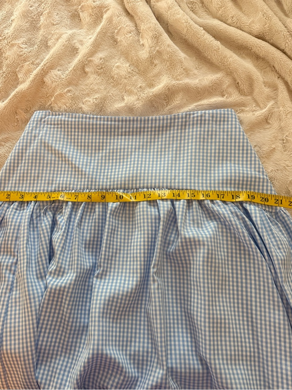 Light Blue Gingham Tiered Midi Skirt - Picture 3 of 8